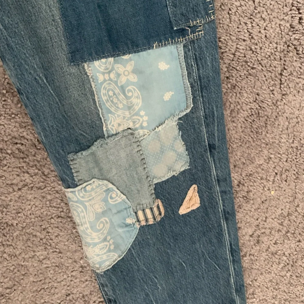 Polo Ralph Lauren Avery Boyfriend heavy Patchwork factory distressed Blue Jeans - Picture 10 of 12